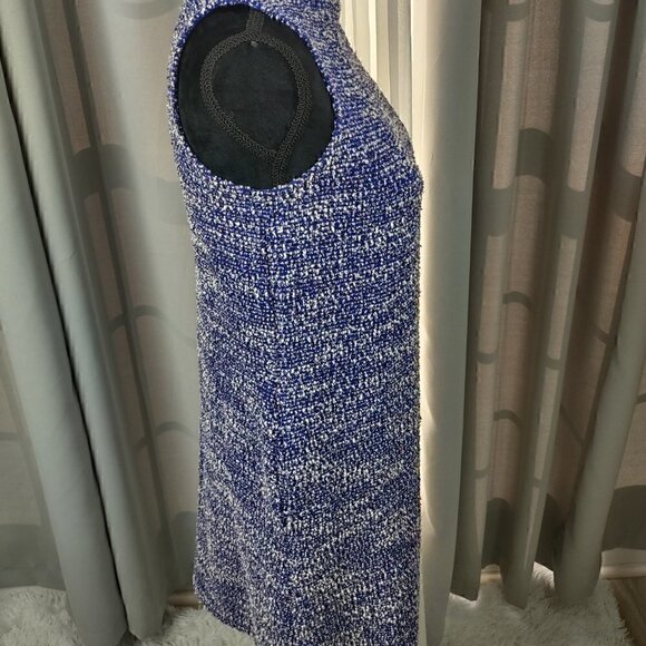 Beige By Eci Shift Dress Periwinkle Blue Pearl Button Side Pockets Size S - Picture 6 of 14